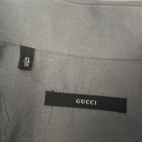 Gucci Italy Y2K Tom Ford Mens Med 41 / 16 Button Up Dress Shirt Gray 100% Cotton - Picture 4 of 12